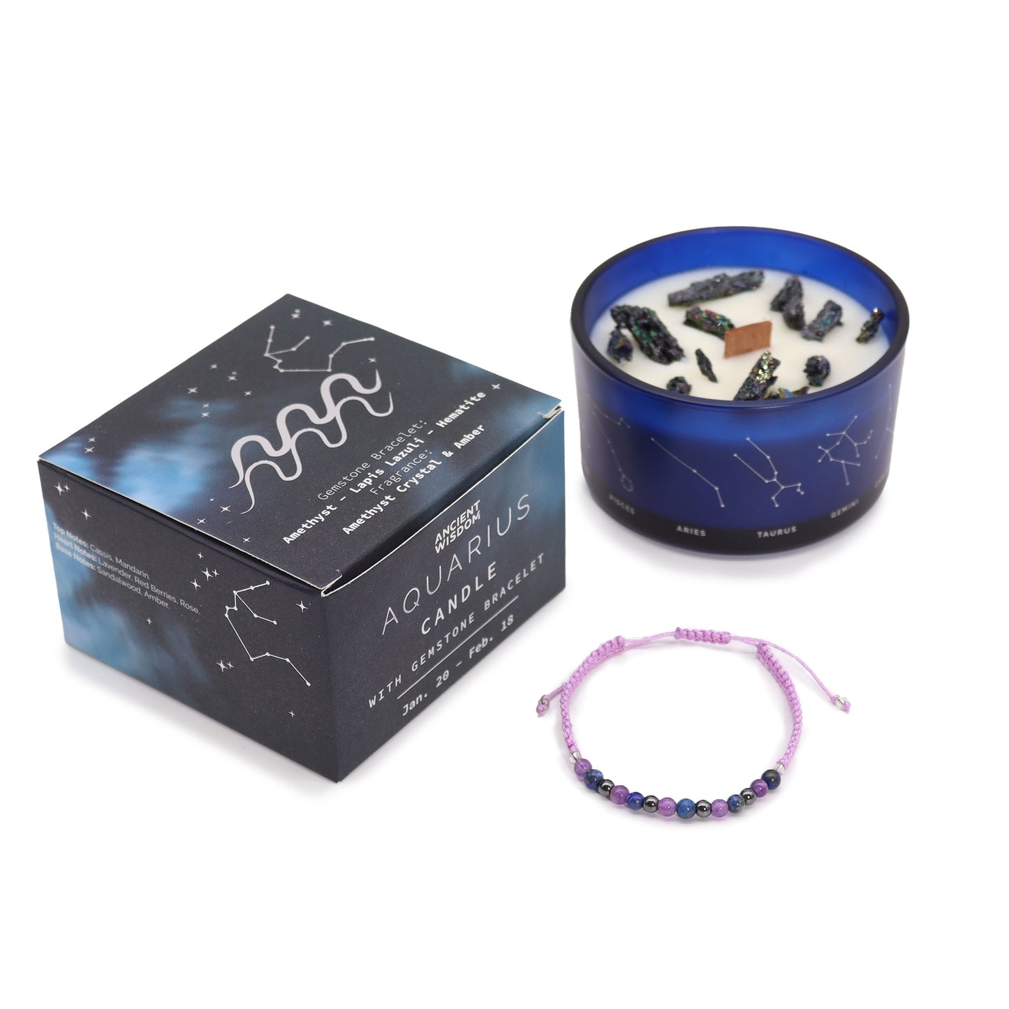 Stjörnumerkja kristal kerti - Zodiac Crystal Candle