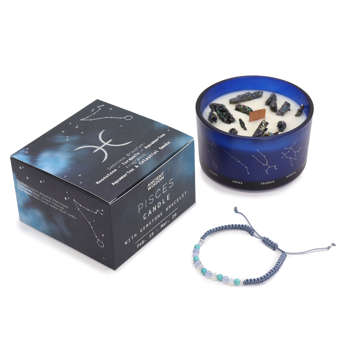 Stjörnumerkja kristal kerti - Zodiac Crystal Candle