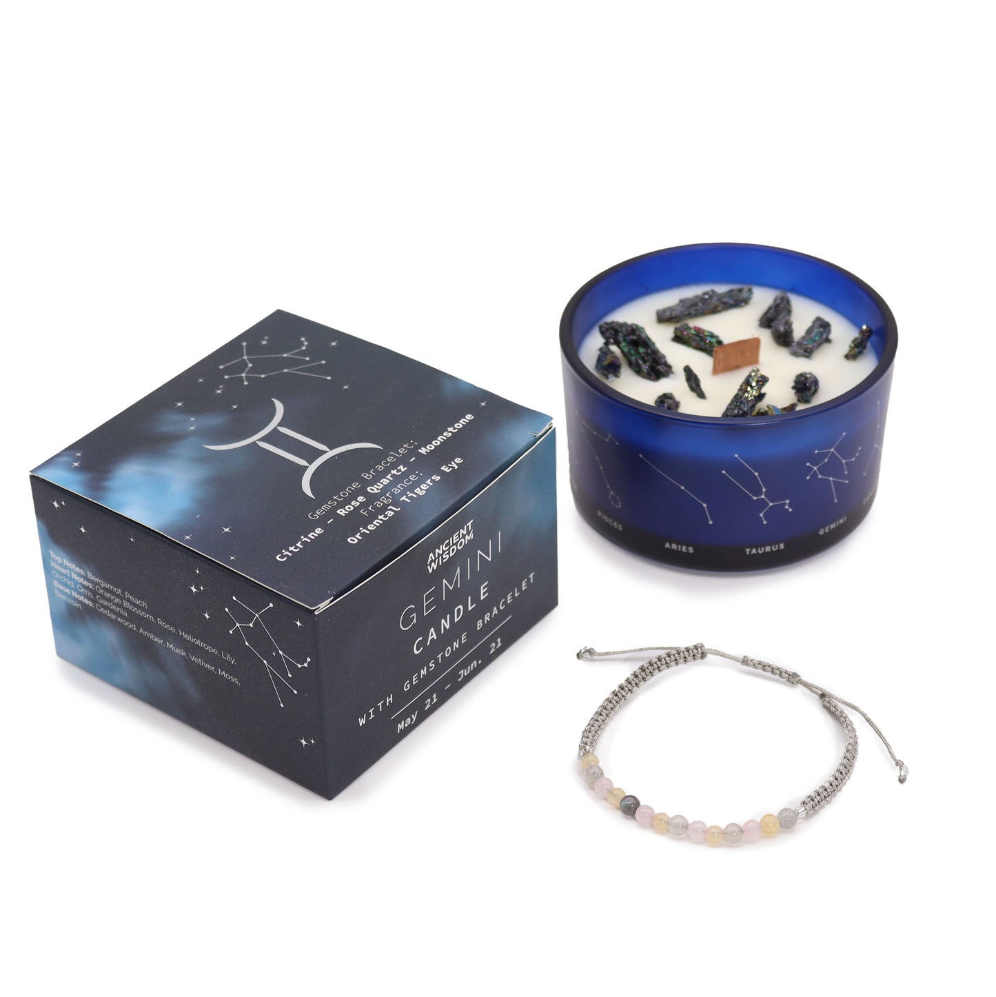 Stjörnumerkja kristal kerti - Zodiac Crystal Candle