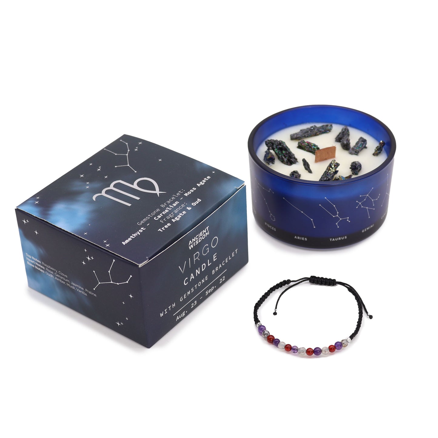 Stjörnumerkja kristal kerti - Zodiac Crystal Candle