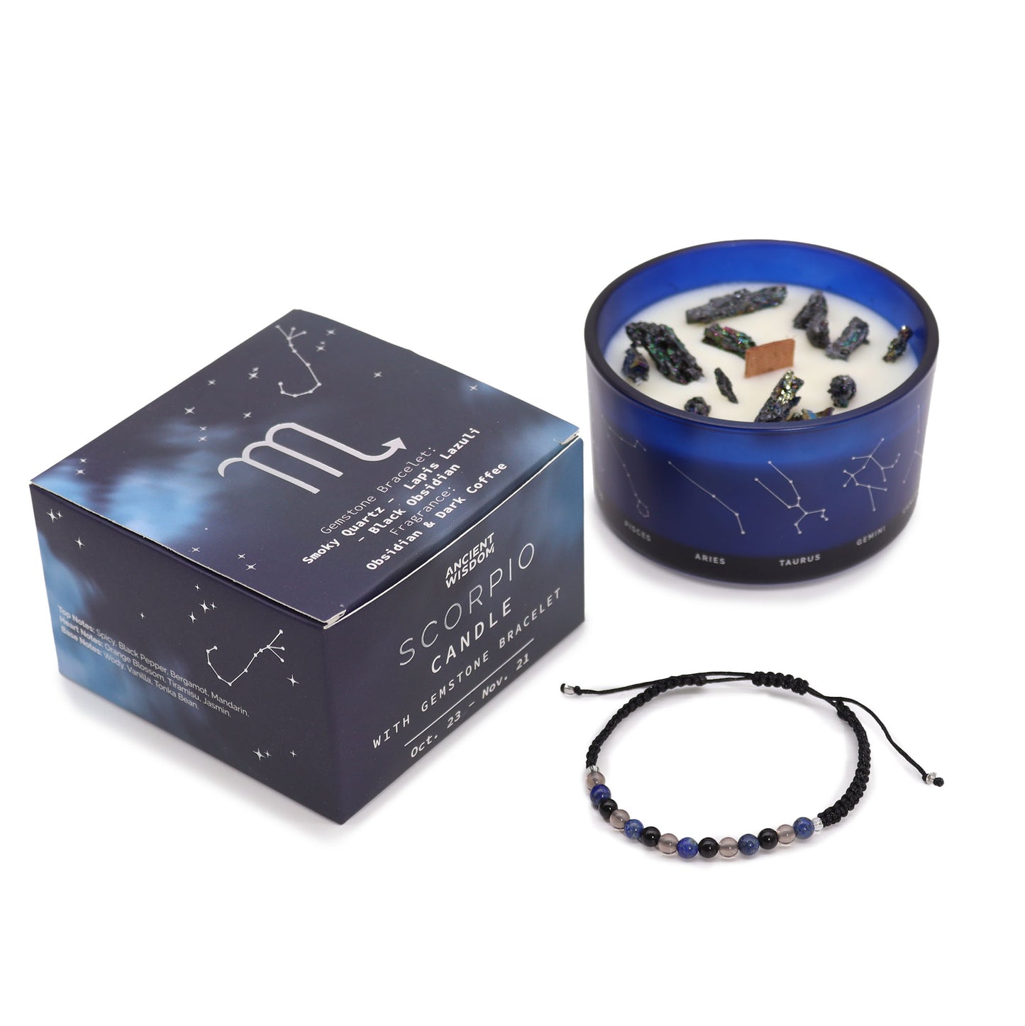 Stjörnumerkja kristal kerti - Zodiac Crystal Candle