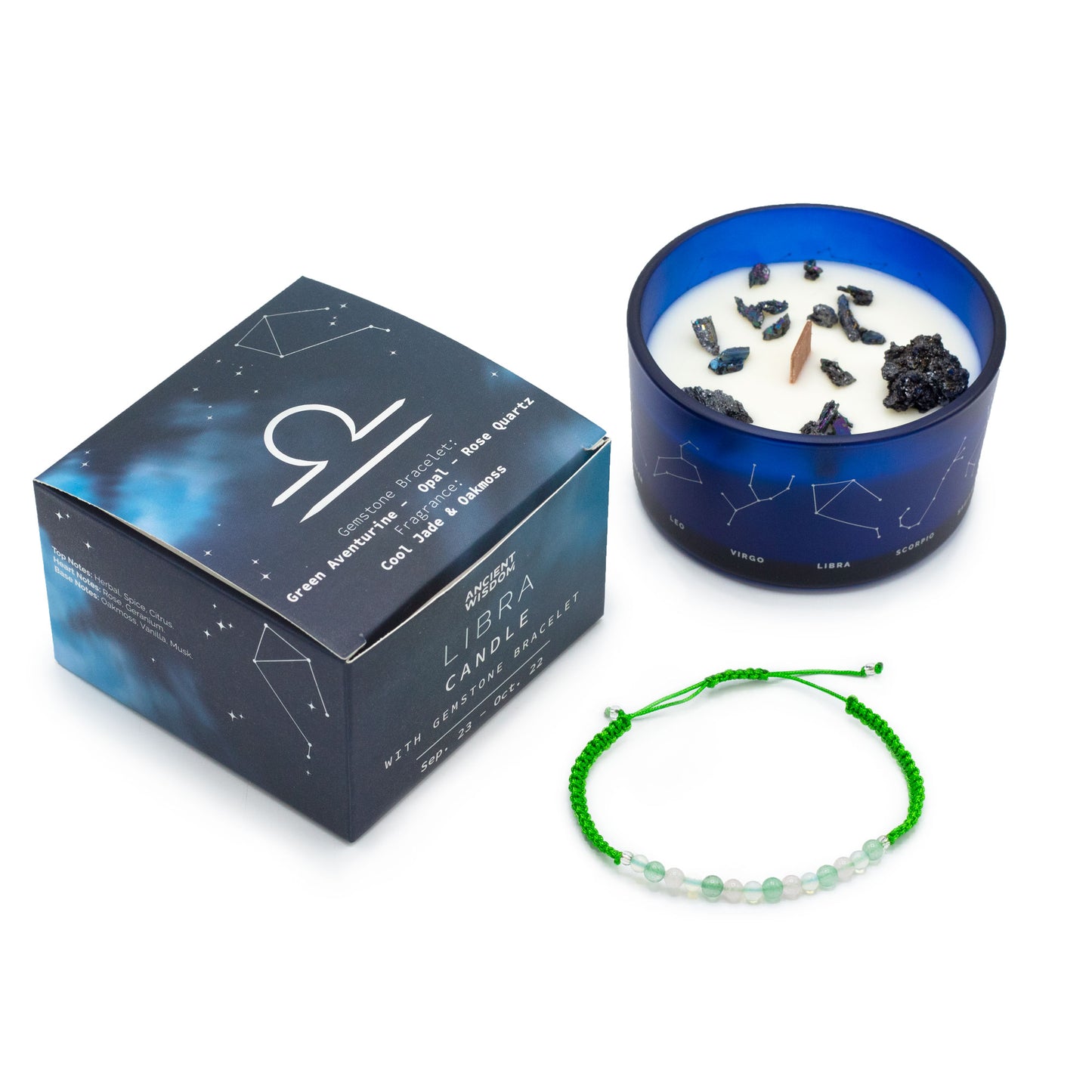 Stjörnumerkja kristal kerti - Zodiac Crystal Candle